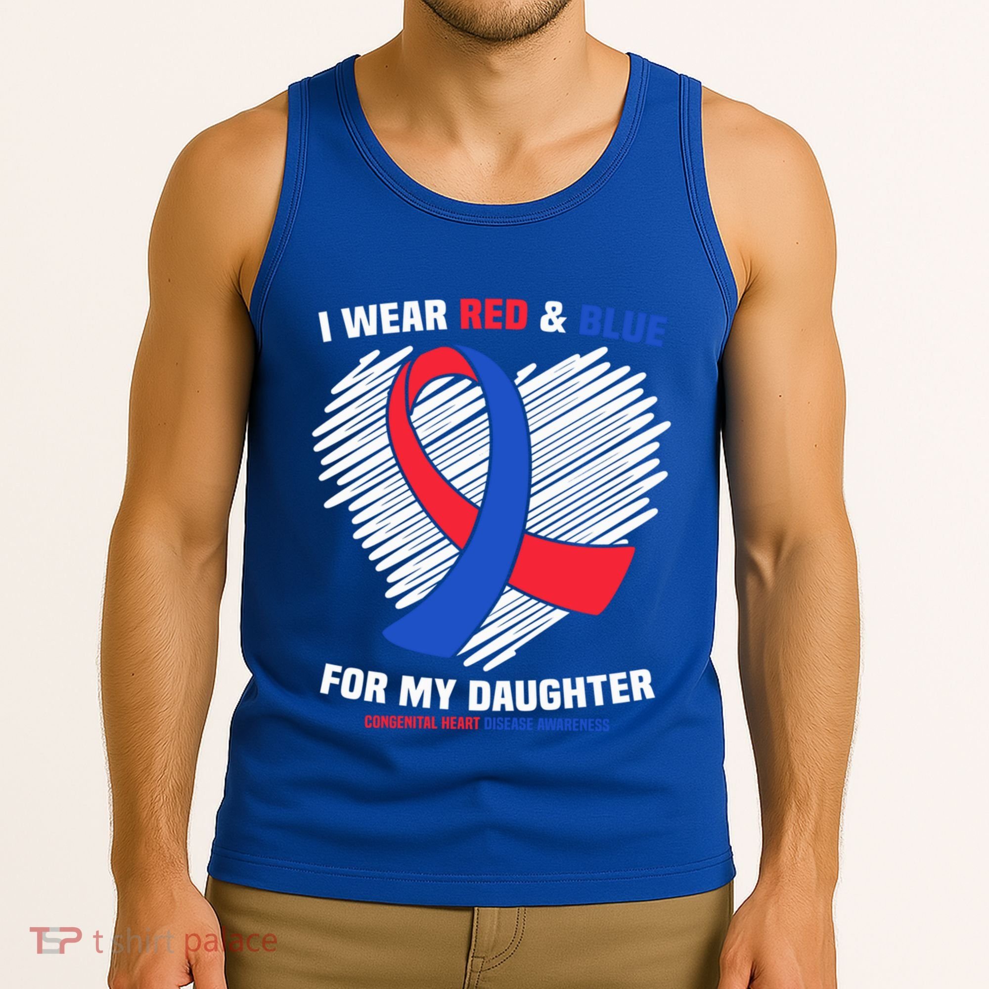 I Wear Red And Blue For My Daughter Chd Awareness Gift Tank Top