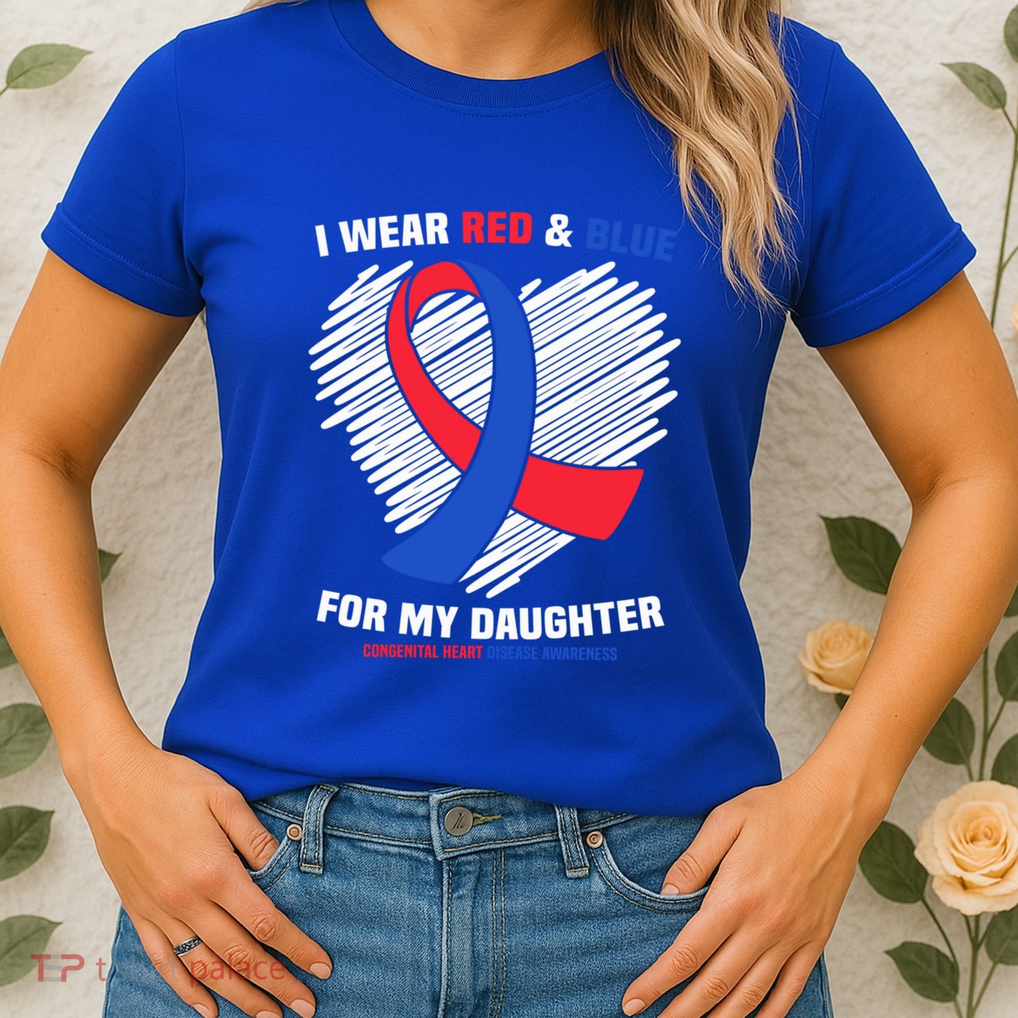 I Wear Red And Blue For My Daughter Chd Awareness Gift Women's T-Shirt