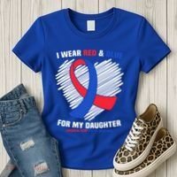 I Wear Red And Blue For My Daughter Chd Awareness Gift Women's T-Shirt thumb 3
