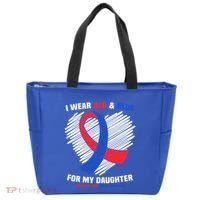I Wear Red And Blue For My Daughter Chd Awareness Gift Tote Bag thumb 0