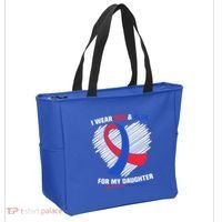 I Wear Red And Blue For My Daughter Chd Awareness Gift Tote Bag thumb 2