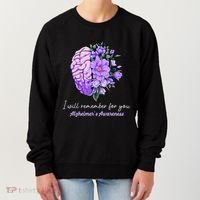 I Will Remember For You Purple Ribbon Alzheimers Awareness Women's Sweatshirt thumb 0