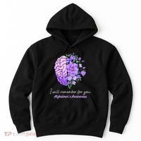 I Will Remember For You Purple Ribbon Alzheimers Awareness Hoodie thumb 0