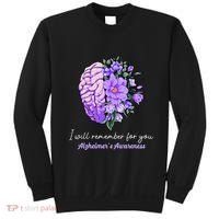 I Will Remember For You Purple Ribbon Alzheimers Awareness Sweatshirt thumb 0