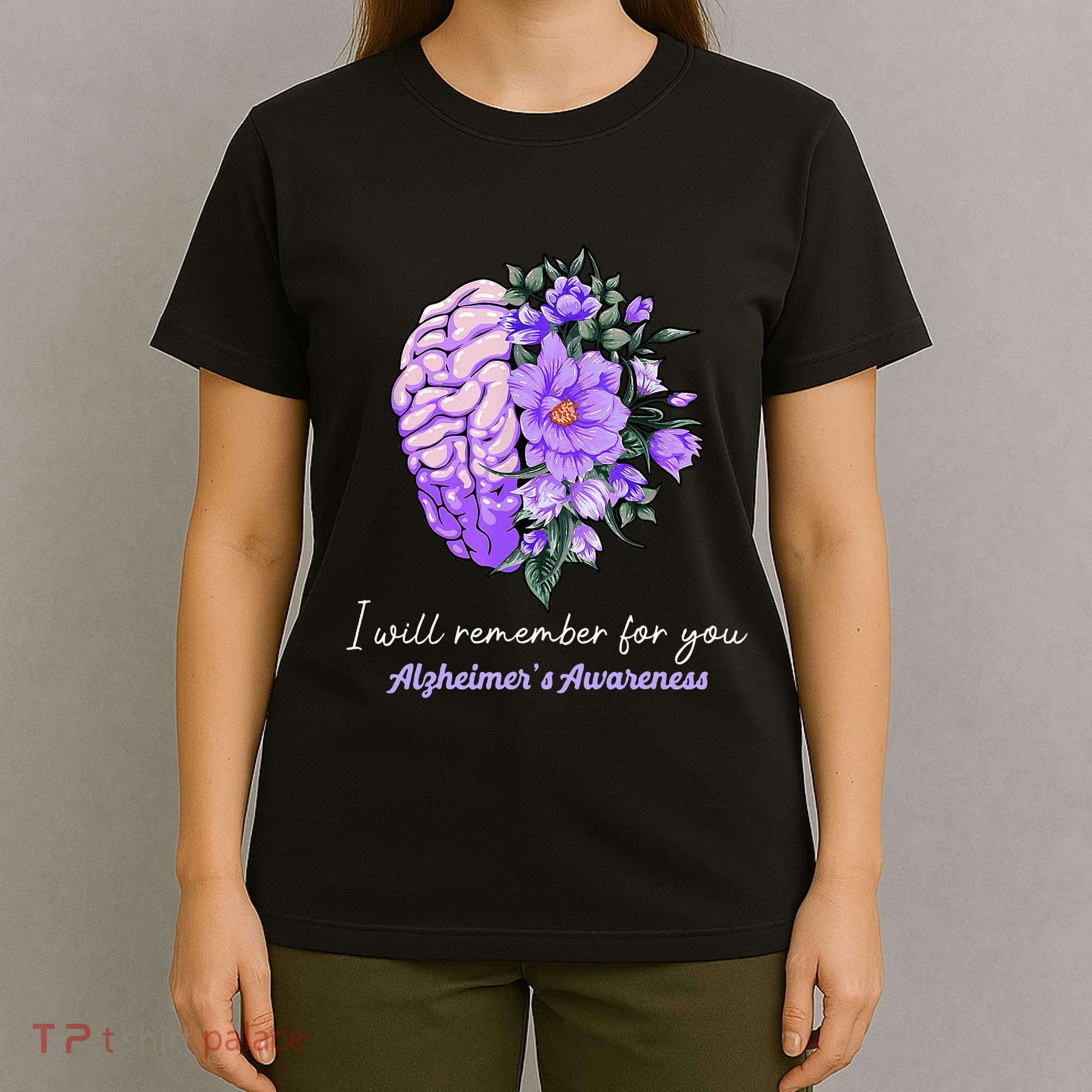 I Will Remember For You Purple Ribbon Alzheimers Awareness T-Shirt