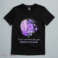 I Will Remember For You Purple Ribbon Alzheimers Awareness T-Shirt thumb 5