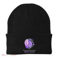 I Will Remember For You Purple Ribbon Alzheimers Awareness Beanie thumb 0