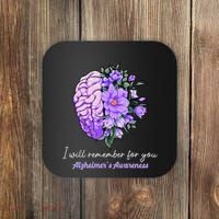 I Will Remember For You Purple Ribbon Alzheimers Awareness Coaster thumb 0