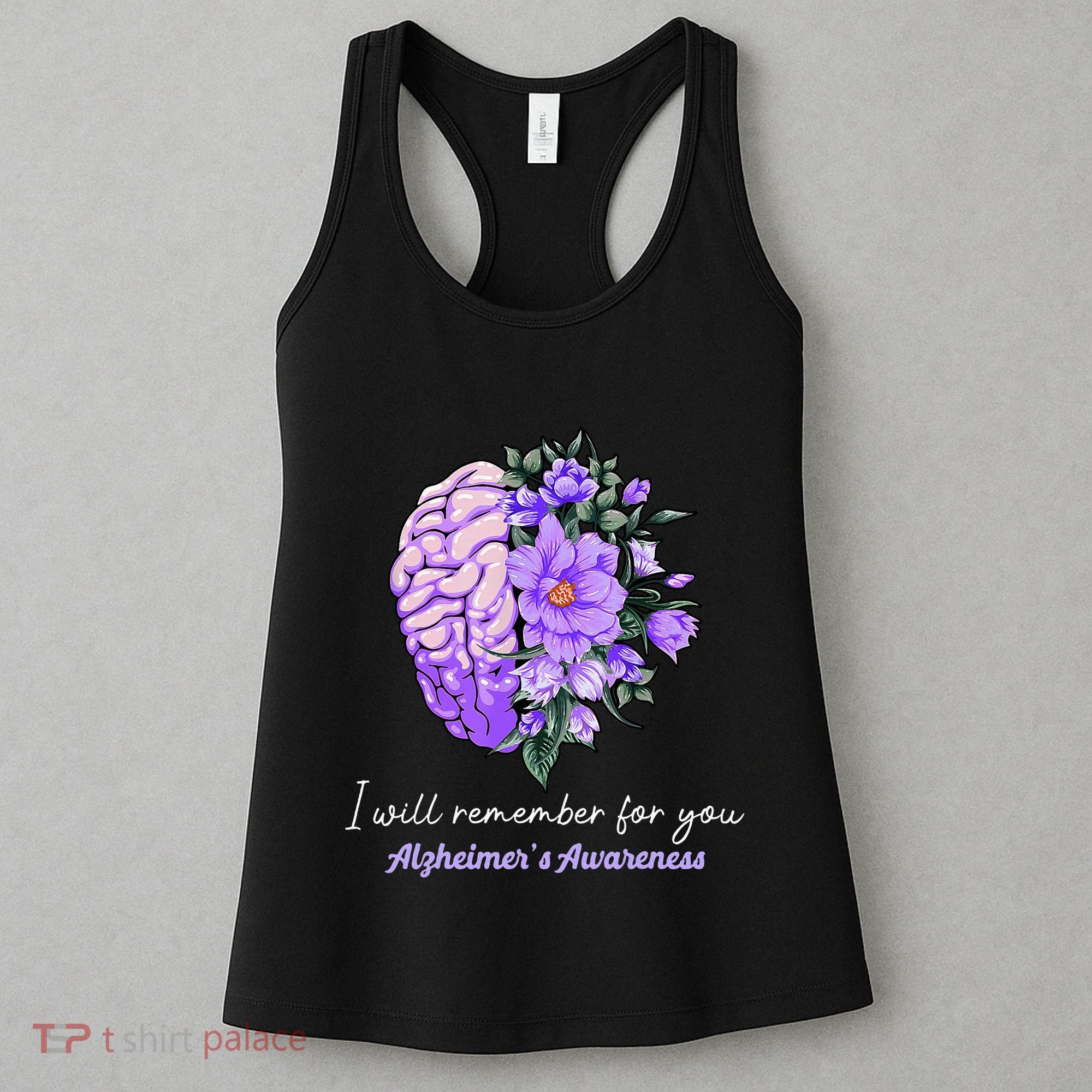 I Will Remember For You Purple Ribbon Alzheimers Awareness Women's Tank Top