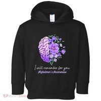 I Will Remember For You Purple Ribbon Alzheimers Awareness Toddler Hoodie thumb 0