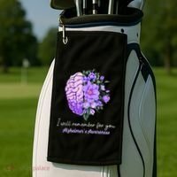 I Will Remember For You Purple Ribbon Alzheimers Awareness Golf Towel thumb 2