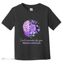 I Will Remember For You Purple Ribbon Alzheimers Awareness Toddler T-Shirt thumb 0