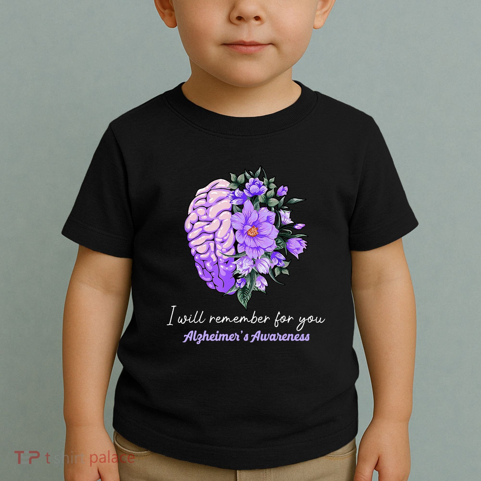 I Will Remember For You Purple Ribbon Alzheimers Awareness Toddler T-Shirt