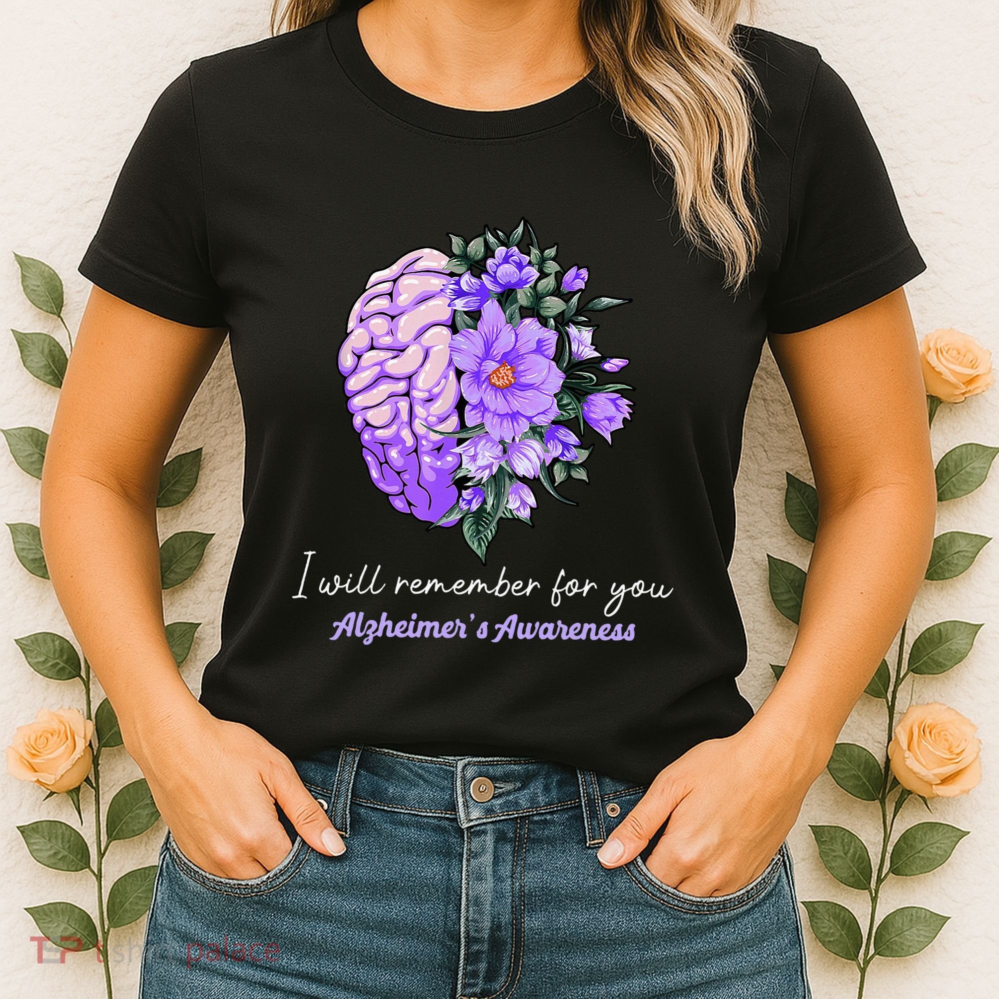 I Will Remember For You Purple Ribbon Alzheimers Awareness Women's T-Shirt