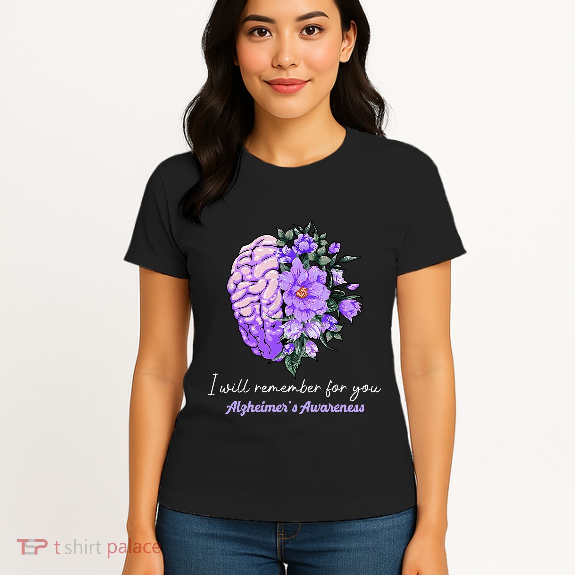 I Will Remember For You Purple Ribbon Alzheimers Awareness Women's T-Shirt