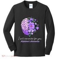 I Will Remember For You Purple Ribbon Alzheimers Awareness Kids Long Sleeve Shirt thumb 0