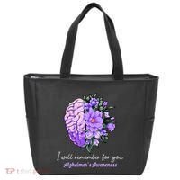 I Will Remember For You Purple Ribbon Alzheimers Awareness Tote Bag thumb 0