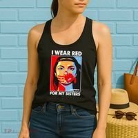 I Wear Red For My Sister Native American Stop MMIW Women's Tank Top thumb 2
