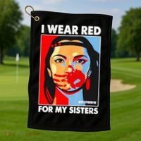 I Wear Red For My Sister Native American Stop MMIW Golf Towel thumb 1