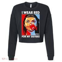 I Wear Red For My Sister Native American Stop MMIW Cropped Pullover Crew thumb 0