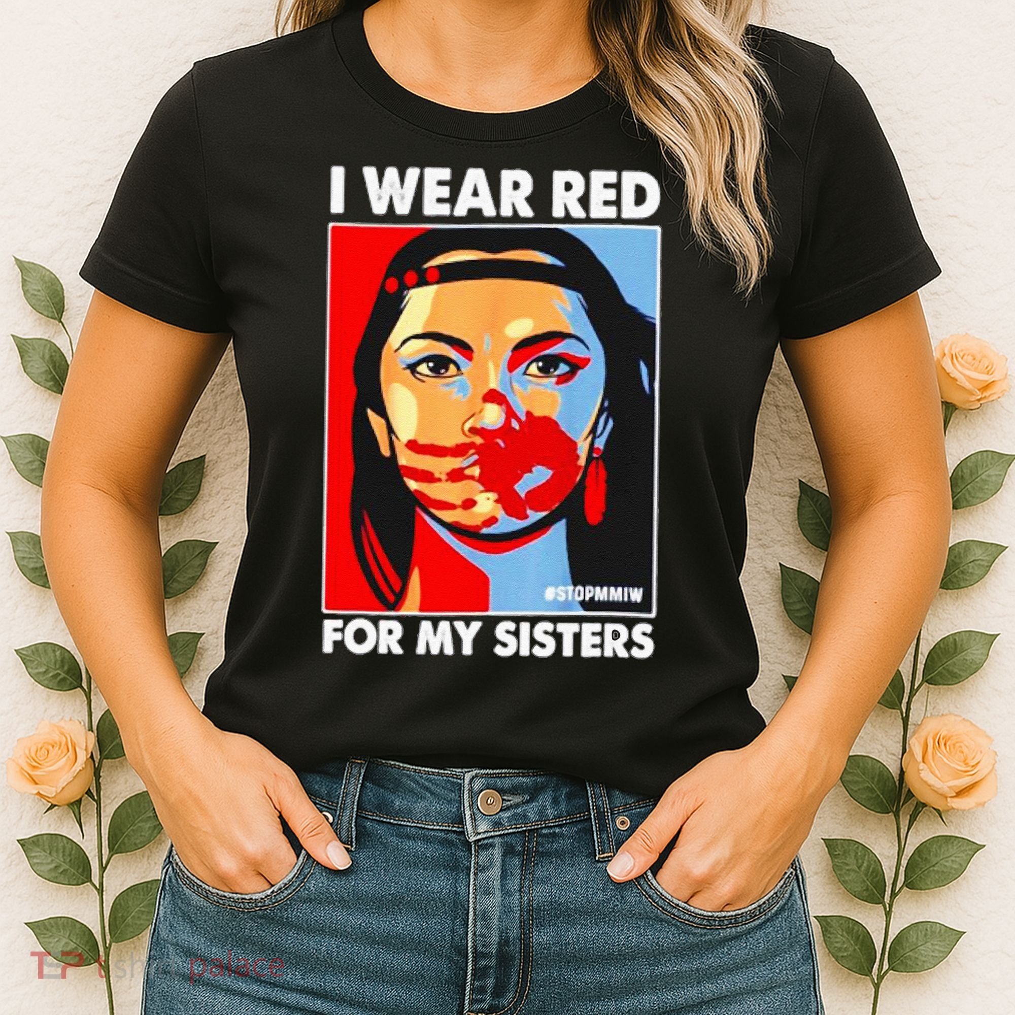 I Wear Red For My Sister Native American Stop MMIW Women's T-Shirt