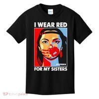 I Wear Red For My Sister Native American Stop MMIW Kids T-Shirt thumb 0
