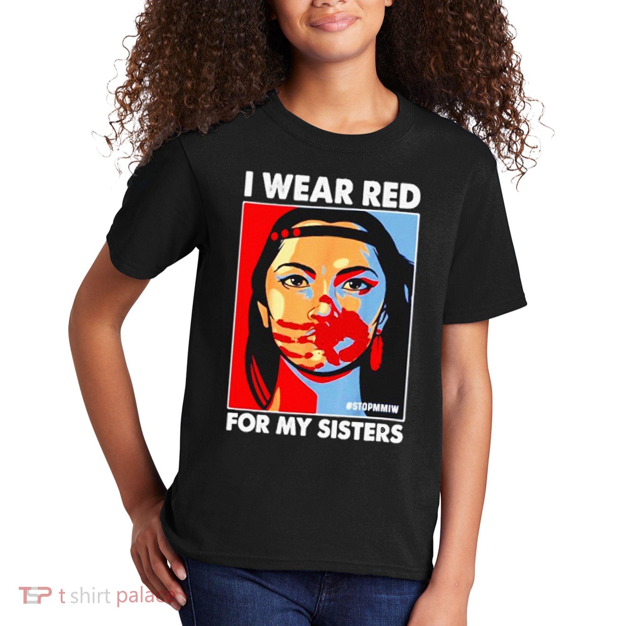I Wear Red For My Sister Native American Stop MMIW Kids T-Shirt