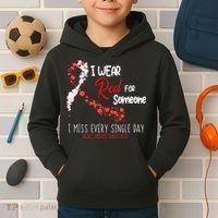 I Wear Red For Someone Heart Disease Awareness Kids Hoodie thumb 2