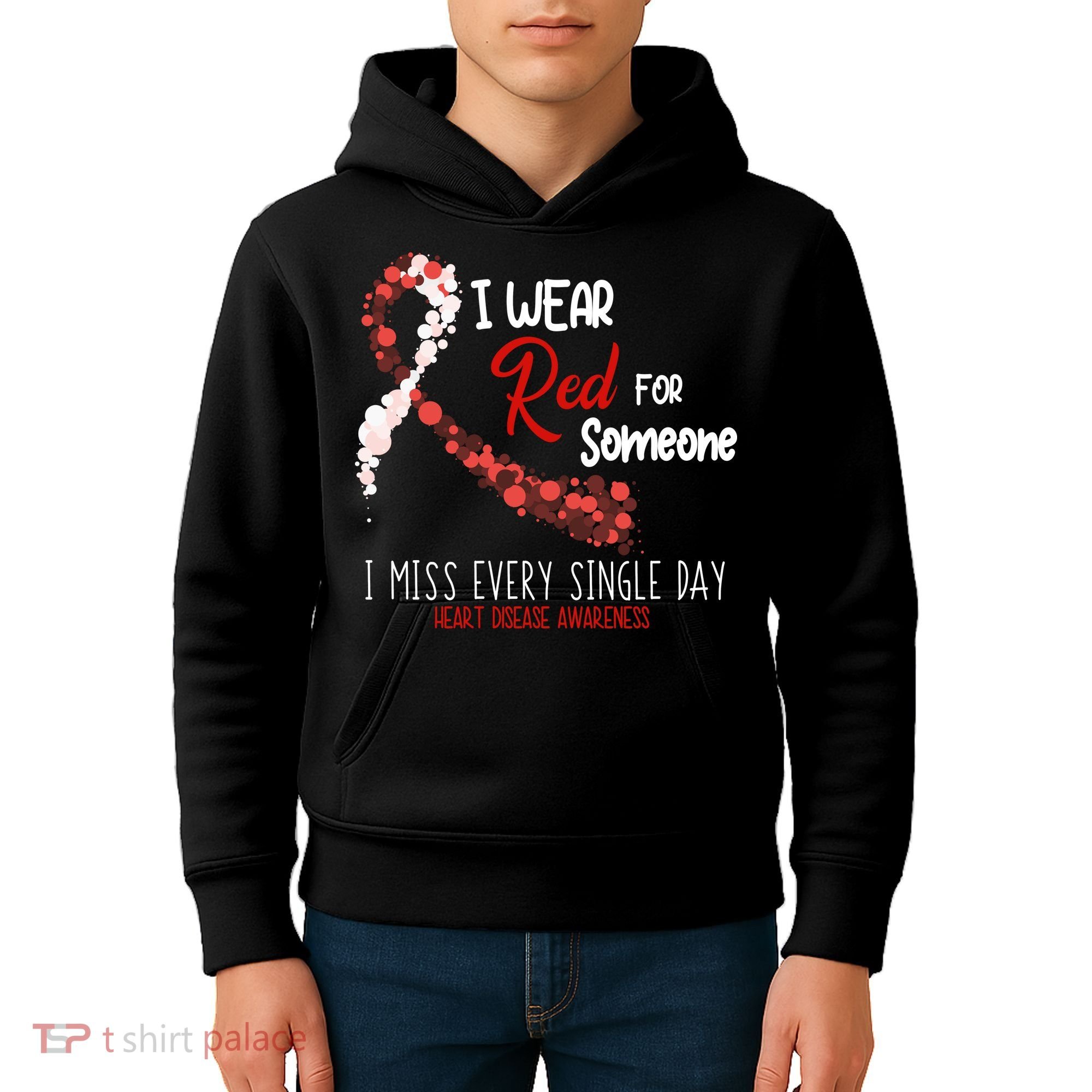 I Wear Red For Someone Heart Disease Awareness Kids Hoodie