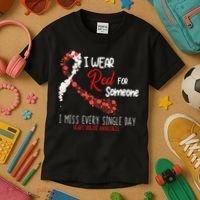 I Wear Red For Someone Heart Disease Awareness Kids T-Shirt thumb 3