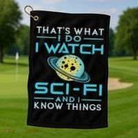 I Watch Sci Fi And I Know Things Funny Perfect Gift Golf Towel thumb 1