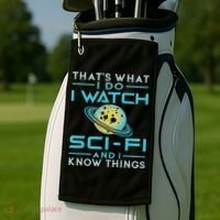 I Watch Sci Fi And I Know Things Funny Perfect Gift Golf Towel thumb 2