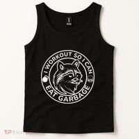 I Workout So I Can Eat Garbage Funny Gym Raccoon Trash Panda Tank Top thumb 2