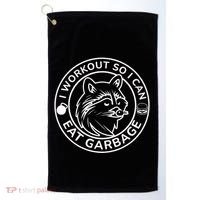 I Workout So I Can Eat Garbage Funny Gym Raccoon Trash Panda Golf Towel thumb 0