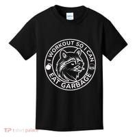 I Workout So I Can Eat Garbage Funny Gym Raccoon Trash Panda Kids T-Shirt thumb 0