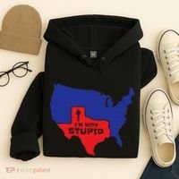 IM With Stupid Texas Map Women Gift Funny America Map Hoodie thumb 4