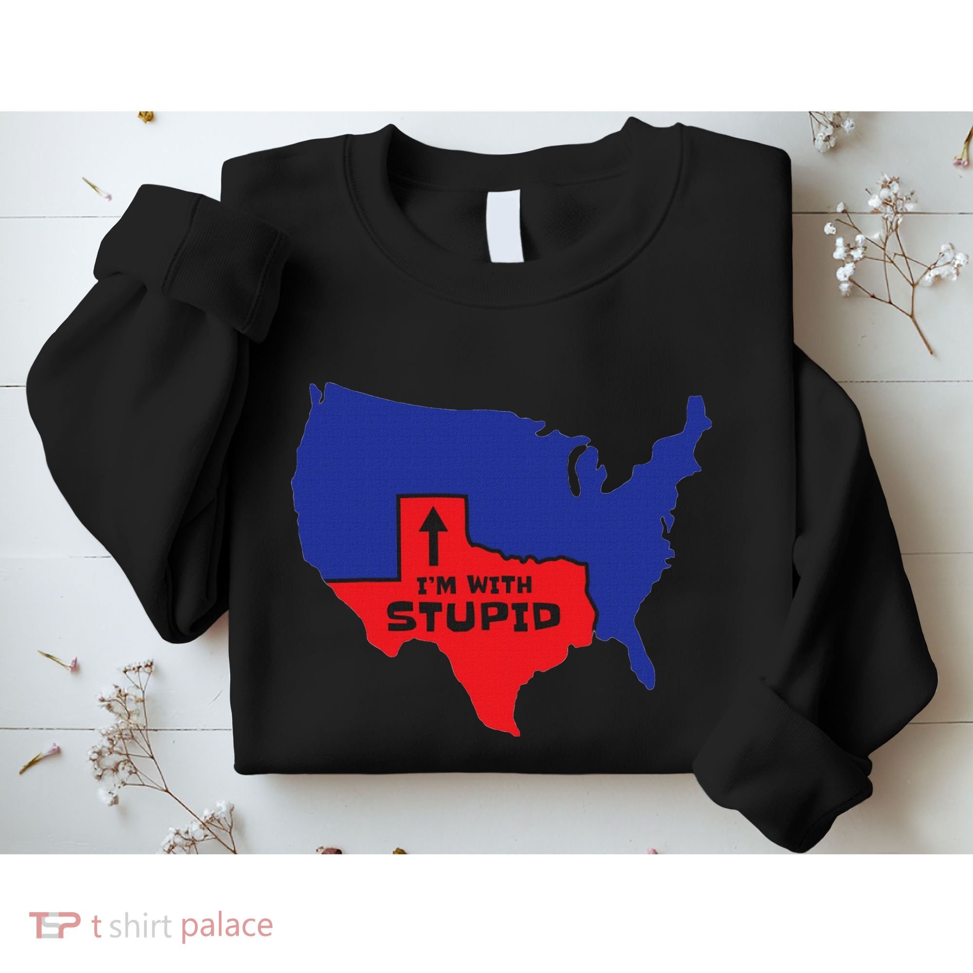 IM With Stupid Texas Map Women Gift Funny America Map Sweatshirt