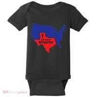 IM With Stupid Texas Map Women Gift Funny America Map Baby Bodysuit thumb 0