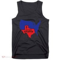 IM With Stupid Texas Map Women Gift Funny America Map Tank Top thumb 0