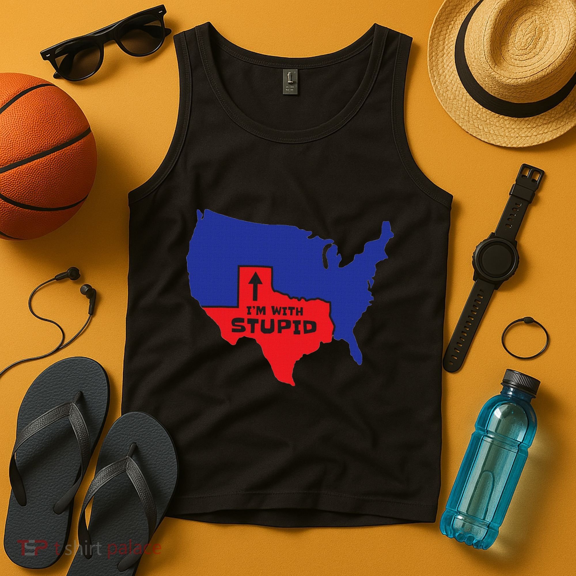 IM With Stupid Texas Map Women Gift Funny America Map Tank Top