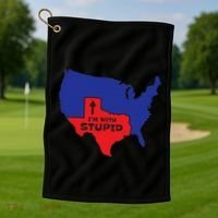 IM With Stupid Texas Map Women Gift Funny America Map Golf Towel thumb 1