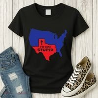 IM With Stupid Texas Map Women Gift Funny America Map Women's T-Shirt thumb 3