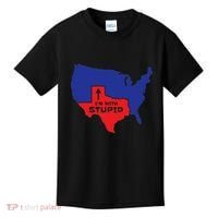 IM With Stupid Texas Map Women Gift Funny America Map Kids T-Shirt thumb 0
