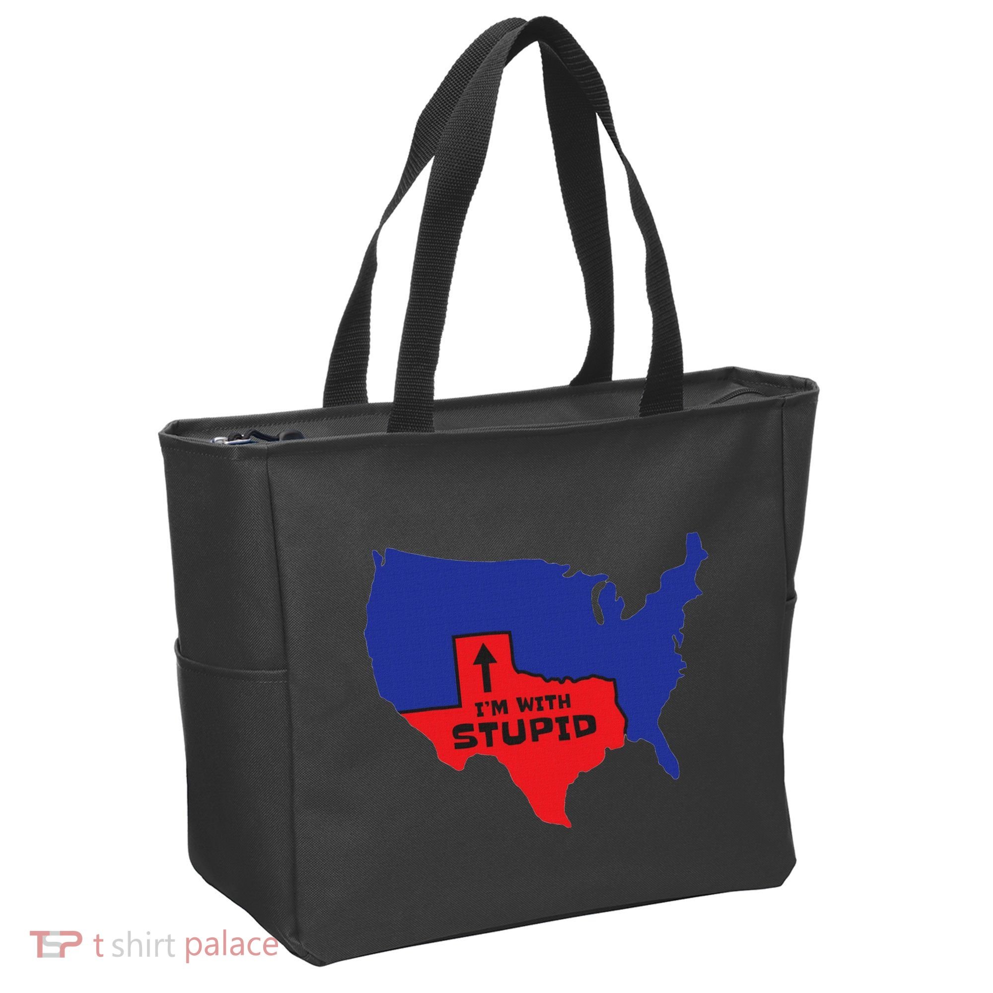 IM With Stupid Texas Map Women Gift Funny America Map Tote Bag