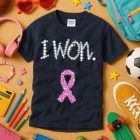 I Won Survivor Breast Cancer Awareness Kids T-Shirt thumb 3