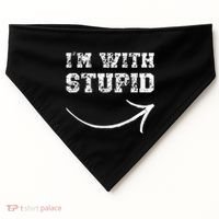 IM With Stupid Arrow Pointing Right Funny IM With Stupid USA-Made Doggie Bandana thumb 0