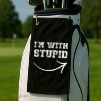 IM With Stupid Arrow Pointing Right Funny IM With Stupid Golf Towel thumb 2