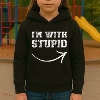 IM With Stupid Arrow Pointing Right Funny IM With Stupid Kids Hoodie thumb 3