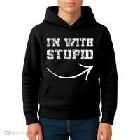 IM With Stupid Arrow Pointing Right Funny IM With Stupid Kids Hoodie thumb 4