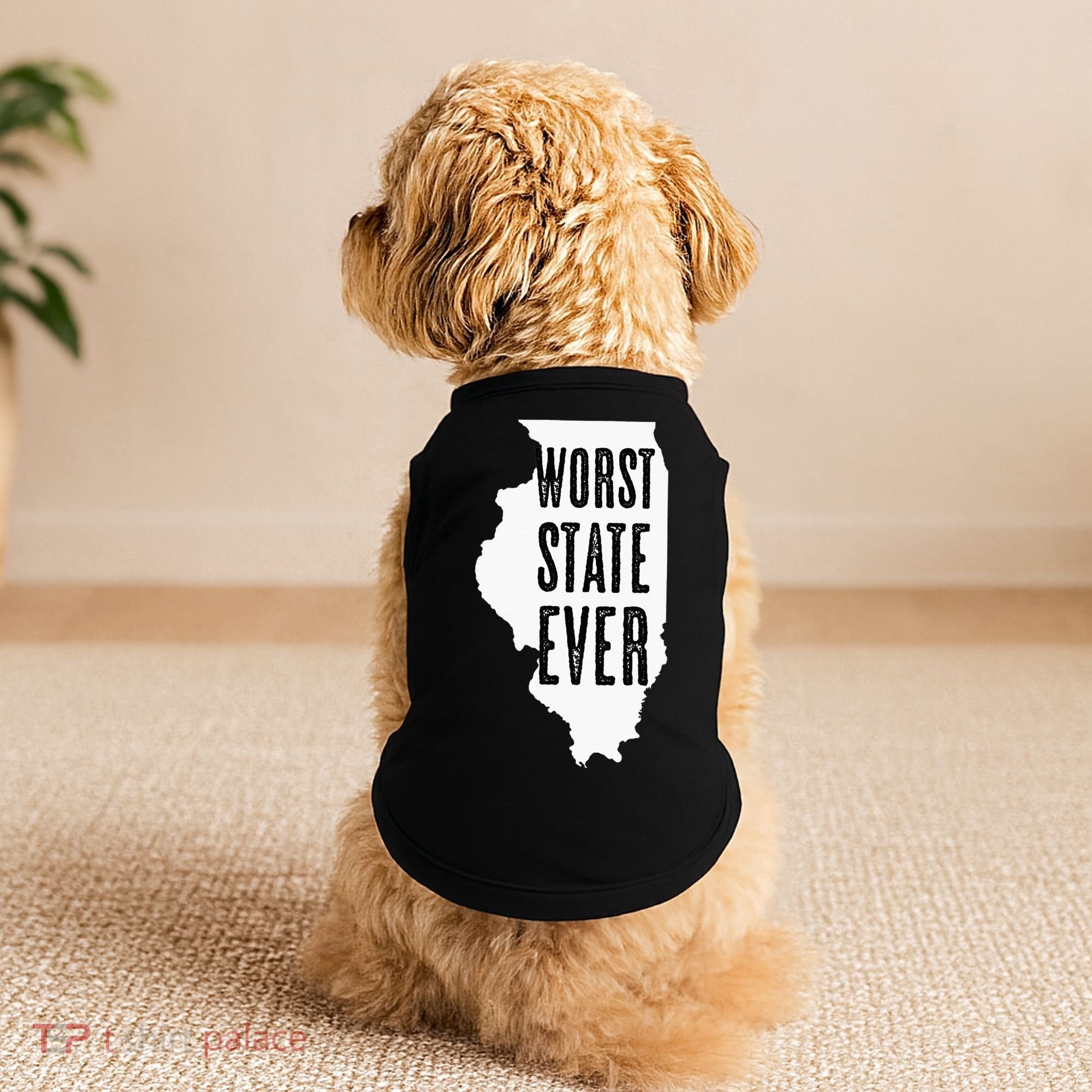 Illinois Worst State Ever IL Sucks Funny Graphic Doggie Tank